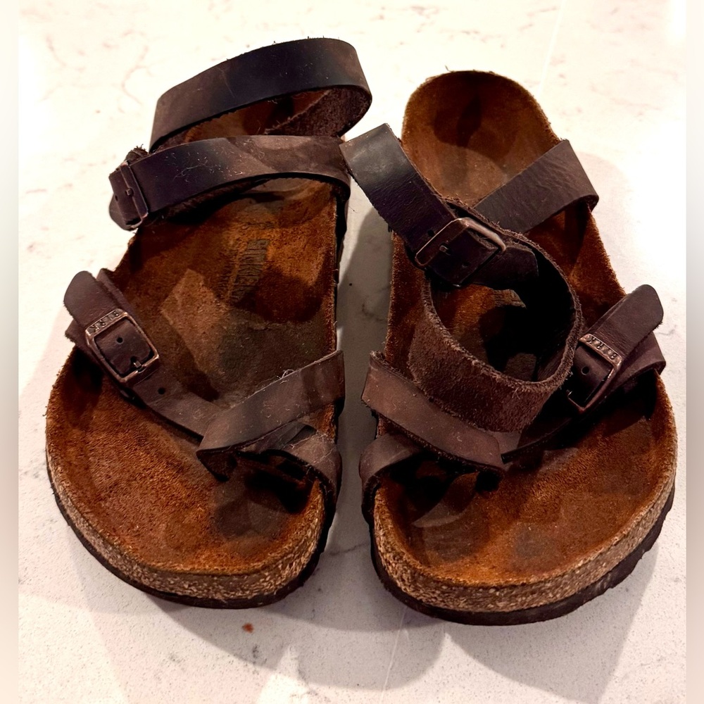 Birkenstock Yara Oiled Leather Sandals Size 38 (US 7.5) Wrap Straps - Picture 9 of 11